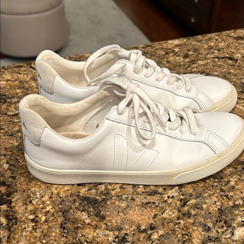 Veja White Lace-Up Sneakers